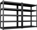 2Pack 46" W Heavy Duty Garage Shelving - 5 Tier Metal Storage Shelves (2500 LBS Total Capacity), Adjustable Steel Utility Rack for Pantry, Warehouse, Basement, Shop - 71" Hx46 W x 20" D,Black