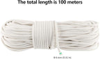 FUNSUEI 5/16 Inch 328 Feet White Cotton Clothesline Rope, Cotton Braided Clothesline Rope for Clothes Hanging, Plant Hanger, Knitting Crafts
