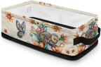 Rectangular Storage Bin Toilet Paper Towels Storage Organizer Bathroom Accessories Multipurpose Storage Caddy for Home Office Bedroom Decor, Boho Butterfly Flower