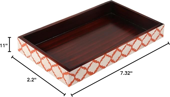 Handicrafts Home 10x6 Red Small Bathroom Tray, Vanity Organizer for Perfume & Cosmetics, Kitchen Counter, Bathroom Tray, Guest Towel Holder, Decorative Napkin Holder, Bathroom Countertop Storage