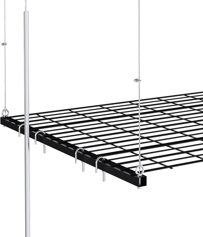 Garage Storage Lift,Overhead Garage Storage Rack,4x4 FT Ceiling Storage Racks for 10-12 FT, 250LBS Capacity All-Steel Construction with Safety Lock (4 * 4)