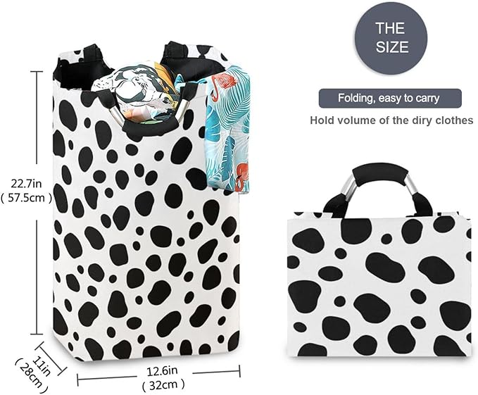 Dalmatian Laundry Basket for College Dorm,50L Collapsible Portable Laundry Hamper Storage Basket for Toys Clothes Organizer