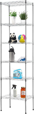 PayLessHere | 6-Tier Wire Shelf | 17"x12"x64" | Chrome | Adjustable Racks | Heavy-Duty Storage Shelves, Holds Upto 600 lbs | Rust-Resistant, No-Tool Assembly | for Home, Garage Shelving