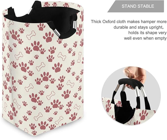 Dog Paw Bone Laundry Basket for College Dorm,50L Collapsible Portable Laundry Hamper Storage Basket for Toys Clothes Organizer