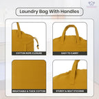 LFH Home Large Premium Cotton Canvas Laundry Bag with Drawstring and Handles Heavy Duty, Multi-Use, and Washable for Home, Travel, College or Storage 28x36 (Pack of 6)-Yellow