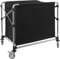 Commercial Laundry Cart with Wheels 220LBS Load Laundry Cart Rolling Laundry Basket with Removable Bag Foldable Laundry Sorter for Home, Hotel, Hospital (Black)