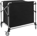 Commercial Laundry Cart with Wheels 220LBS Load Laundry Cart Rolling Laundry Basket with Removable Bag Foldable Laundry Sorter for Home, Hotel, Hospital (Black)