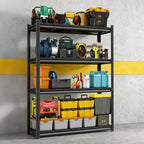 45.3''W Garage Shelving Heavy Duty 4-Tier Adjustable Storage Shelves Unit,2800 LBS Metal Utility Rack Shelf for Industries, Warehouses, Basement,Black (54.3''H x 45.3''W x 15.7''D)