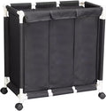 Laundry Sorter 3 Section with Lid 95 L Laundry Hamper with Wheels Reinforced Sealing Multi-Purpose Laundry Basket with Removable Inner Pocket(Black)