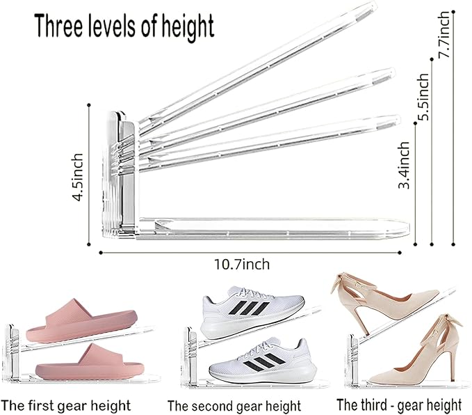 Shoe Slots Organizer for Closet 20PACK Shoe Stacker Adjustable Shoe Slots Organizer Shoe Space Savers Double Layer Stack Shoe Racks for Closet Organization Organizador de Zapatos (Transparent)