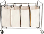 Thxbyebye Pop-Up Laundry Hampers Laundry Baskets Laundry Bags Cloth Bag Four-case Laundry Sorter Cart Laundry Storage Laundry Sorters Beige