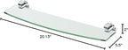 Gatco 4666 Reveal Glass Shelf, Chrome | Wall Mounted 20.13" W X 5.40" D Curved Tempered Glass Shelf | Floating Glass Shelf for Bathroom Storage