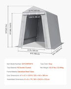 VEVOR 6x8x7 FT Heavy-Duty Portable Outdoor Storage Shed Tent, Waterproof Carport Garage Shelter with Roll-Up Zipper Door & Vents, UV-Resistant Canopy for Motorcycle, Bike, Lawn Mower, Tools, Gray