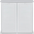 Household Essentials Tilt-Out Laundry Sorter Cabinet with Shutter Front, White, White Wood Shutter