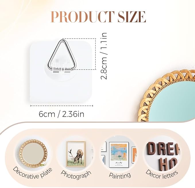 Invisible Adhesive Plate Hangers, 2025 New Plate Hangers for The Wall, Wall Plate Hangers for Display, Picture Hanging Vertical Hooks for Decorative Plates, Photo Frames, Paintings and Art (40PCS)
