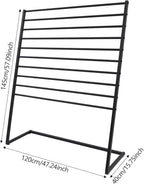 10 Tier Metal Scarf Organizer Holder, Freestanding Scarf Rack, Scarf Holder Organizer for Commercial Clothing Retail Store Towel Rack Ties Belt Pants Hanging (Black, 47.24 * 15.75 * 57.09in)