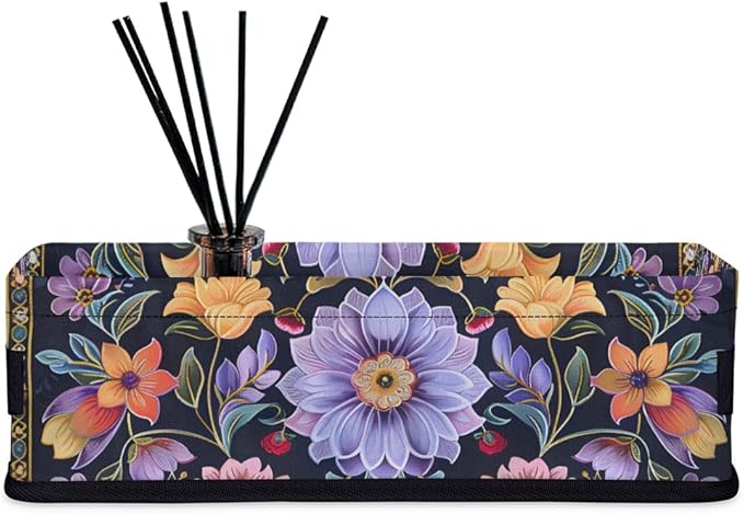 Bathroom Baskets for Organizing, Purple floral Foldable Storage Bins Toilet Paper Basket for Toilet Tank Top Fabric Storage Organizer for Shelves Closet Countertop（ Flower）