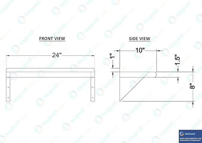 AmGood 10 in. x 24 in. Stainless Steel Wall Shelf | NSF | Metal Shelving | Garage, Laundry, Storage, Utility Room | Restaurant, Commercial Kitchen