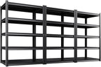 3 Pack 46" W Heavy Duty Garage Shelving - 5 Tier Metal Storage Shelves (2500 LBS Total Capacity), Adjustable Steel Utility Rack for Pantry, Warehouse, Basement, Shop - 71" Hx46 W x 20" D,Black