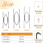 Bilillo 9-Piece Stainless Steel Wall Plate Hangers, 4/6/8 Inch Invisible Decorative Wire Plate Holders with 9 Pieces Wall Hooks for 4 to 10 Inch (Black)