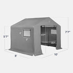 Best Choice Products 10x8ft Outdoor Storage Shed, Carport, Canopy Shelter, Dual Doors & Windows, Metal Frame, Weather-Resistant, Perfect for Storing Motorcycle, Bike, Garden Tools – Gray
