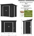 COMHOMA Shed Outdoor Storage Shed Metal,Lockable Doors Tool Sheds with Sloping Roof,Steel Garden Shed with Air Vent for Backyard,Patio,Lawn,Poolside(Grey,8'*4')