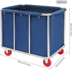 Commercial Laundry Cart with Wheels | Large Laundry Basket with Wheels | Laundry Hamper | Laundry Sorter for Clothes Storage | Ox Cloth | 260 lbs Load | 35.43x25.6x31.5in (Blue)