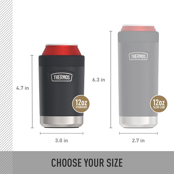THERMOS ICON SERIES, Beverage Can Insulator - 12 Ounce, Granite - Vacuum Insulated Stainless Steel