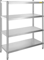 VEVOR Stainless Steel Shelving 46.8x18.5 Inch 4 Tier Adjustable Shelf Storage Unit Stainless Steel Heavy Duty Shelving for Kitchen Commercial Office Garage Storage 330lb Per Shelf
