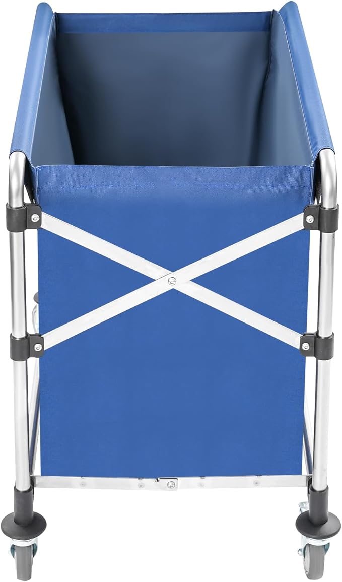 Commercial Laundry Cart with Wheels | Large Laundry Basket with Wheels | Foldable Laundry Hamper | Laundry Sorter for Clothes Storage | Ox Cloth | 440 lbs Load | 34.25x20.47x30.7in (Blue)