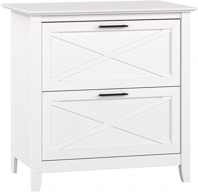 Bush Home Key West 2 Drawer Lateral File Cabinet in Pure White Oak, Document Storage for Home Office, Accent Chest with Drawers