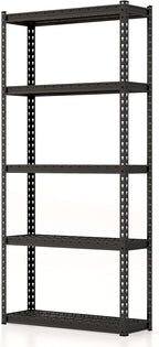 Giantex 5-Tier Storage Shelves, 35.5" x 12" x 72" Height Adjustable Metal Storage Utility Rack Shelf with Anti-Tipping Device, Heavy Duty Garage Shelving for Warehouse, Basement, Kitchen, Black