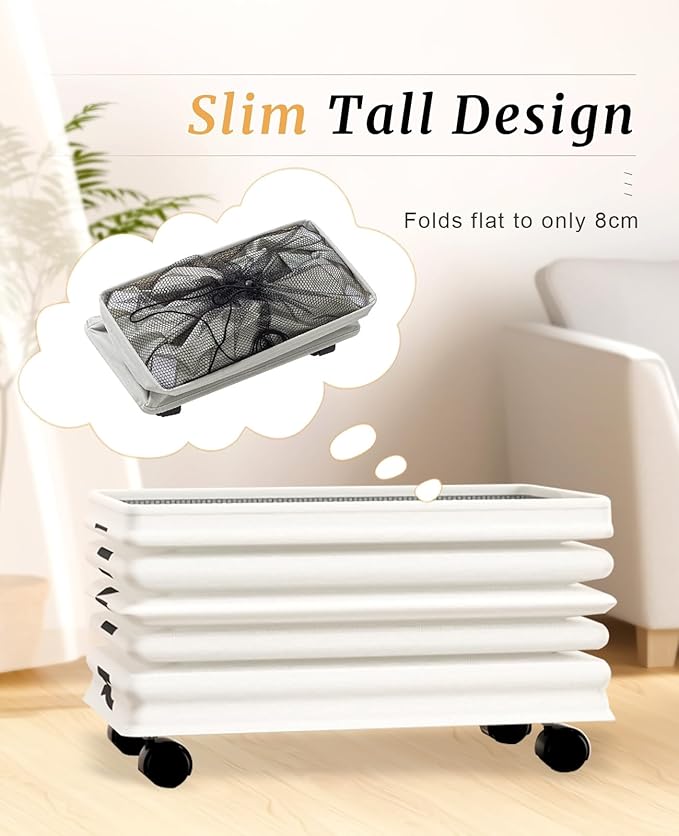 UULANFA Laundry Basket Wheels 75L with Removable Mesh Bag Waterproof Oxford Cloth Suitable for Bedroom Dormitory Clothing Storage Basket (Gray)