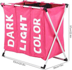 JEOZBM Laundry Sorter, 600D 3 Bag Rolling Storage Laundry Hamper, Dirty Clothes Storage Basket, Large Foldable Laundry Sorter Cart