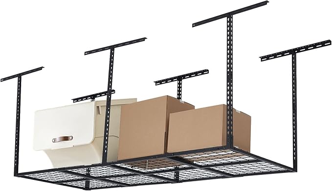 GarveeHome 3x8 ft Garage Ceiling Storage Racks, Overhead Garage Storage Rack Organization, Adjustable Ceiling Mounted Storage Racks, 600LBS Weight Capacity, Metal Garage Storage Organization Systerm