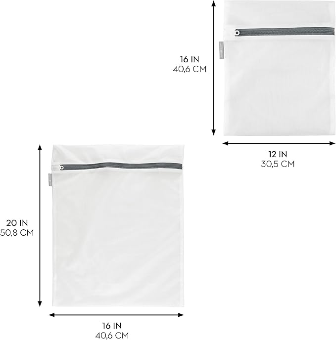 iDesign Medium and Large Laundry Delicates-Set of 12-White Mesh Wash Bags M12