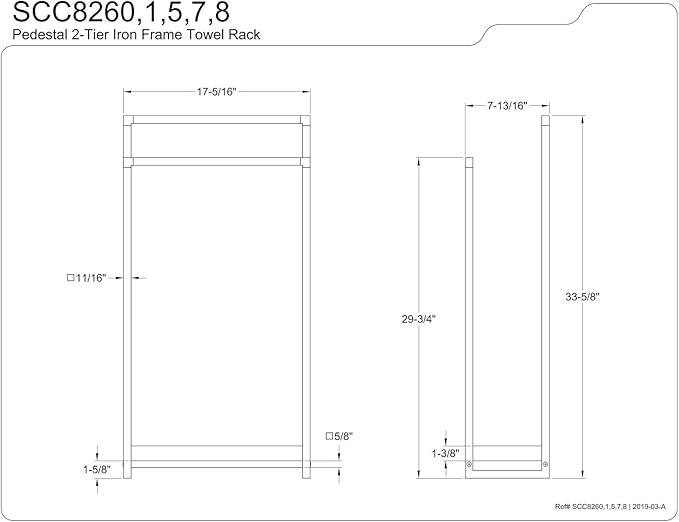 Kingston Brass SCC8260 Edenscape Freestanding -Towel Rack, Matte Black