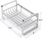 HULISEN Kitchen Sink Sponge Holder, 304 Stainless Steel Kitchen Soap Dispenser Caddy Organizer, Countertop Soap Dish Rack Drainer with Removable Drain Tray, not Including Dispenser and Brush