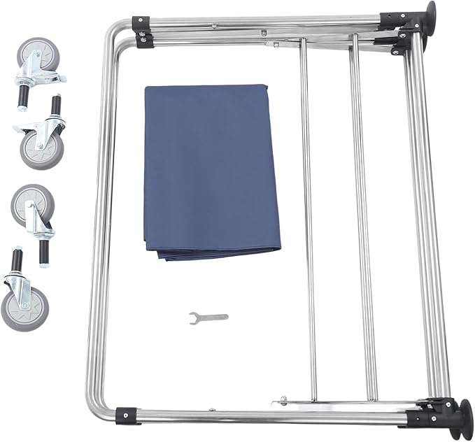 Commercial Laundry Cart with Wheels 220LBS Load Laundry Cart Rolling Laundry Basket with Removable Bag Foldable Laundry Sorter for Home, Hotel, Hospital (Blue)