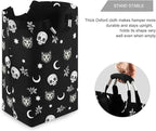 Gothic Moon Skull Cat Laundry Basket for College Dorm,50L Collapsible Portable Laundry Hamper Storage Basket for Toys Clothes Organizer