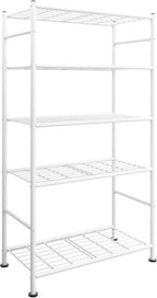 Storage Shelves - 5 Tier Shelf Organizer, Heavy Duty Garage Shelving Unit with Leveling Feet, Stable Metal Shelves Organizer for Pantry, Kitchen and Closet, 33.0" W x 12.6" D x 72.0" H, White