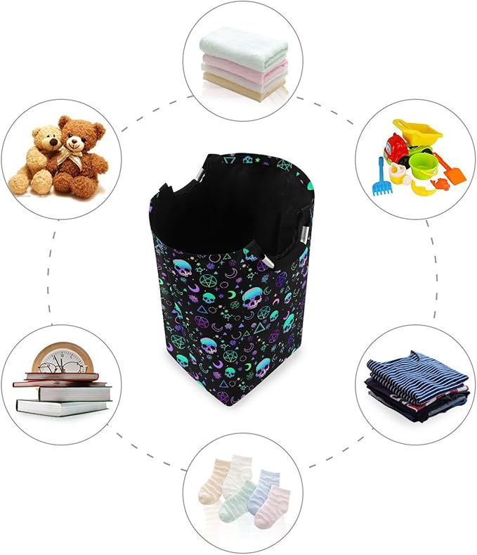 Magic Skull Laundry Basket for College Dorm,50L Collapsible Portable Laundry Hamper Storage Basket for Toys Clothes Organizer