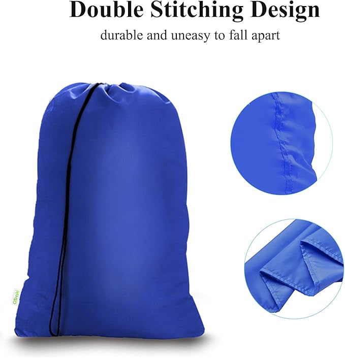 OTraki 28x45 inch Extra Large Laundry Bag 2 Pack Drawstring Laundry Hamper Bag Heavy Duty Dirty Clothes Bag Washable Organizer Storage for Camp Drying Do Not Exceed 176℉ Blue