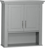 RiverRidge Somerset Two-Door Bathroom Storage, Gray Wall Cabinet, Grey, Set 1