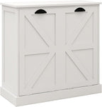 Tilt Out Laundry Sorter Cabinet with 2 Removable Liner Bags,Divided Laundry Hamper Cabinet with Semi-Circular Metal Handle and Barn Door for Space Saving (Style-01)
