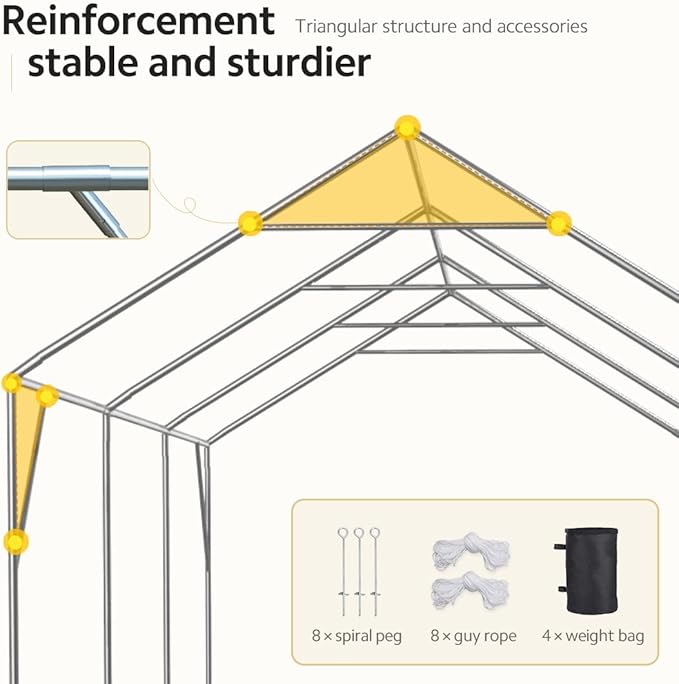 ADVANCE OUTDOOR 12x20 ft Canopy Garage Heavy Duty Carport Car Boat Shelter Party Tent, Adjustable Peak Height from 9.5ft to 11ft, Beige