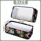 Toilet Tank Topper Paper Basket with Handle, Black Floral Bathroom Storage Basket for Organizing, Small Fabric Storage Bins for Bathroom Decor, Polyester