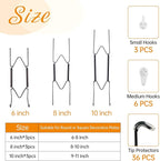Bilillo 9-Piece Stainless Steel Wall Plate Hangers, 6/8/10 Inch Invisible Decorative Wire Plate Holders with 9 Pieces Wall Hooks for 6 to 11 Inch (Black)