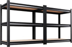 2Pack 3 Tier Garage Shelving,Garage Storage Shelves,Adjustable Heavy Duty Metal Shelving Units and Storage Large Rack,Utility Steel Shelf For Shop Warehouse Pantry Basement Organizers 35"Hx33"Wx16"D
