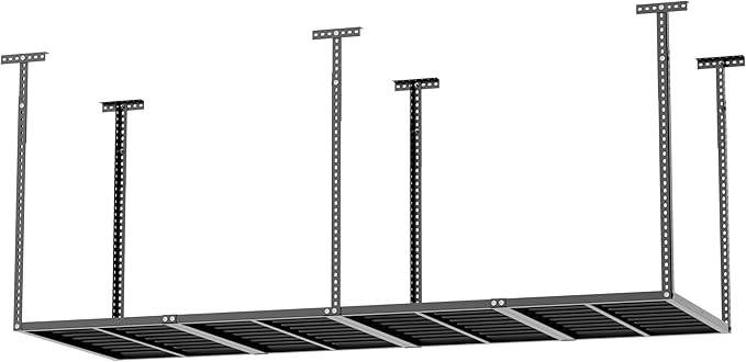 Garage Ceiling Storage Racks 3x8 Ft Heavy Duty Overhead Storage Rack 750 LBS Capacity Adjustable Ceiling Mounted Storage System for Garage Basement Workshop Black